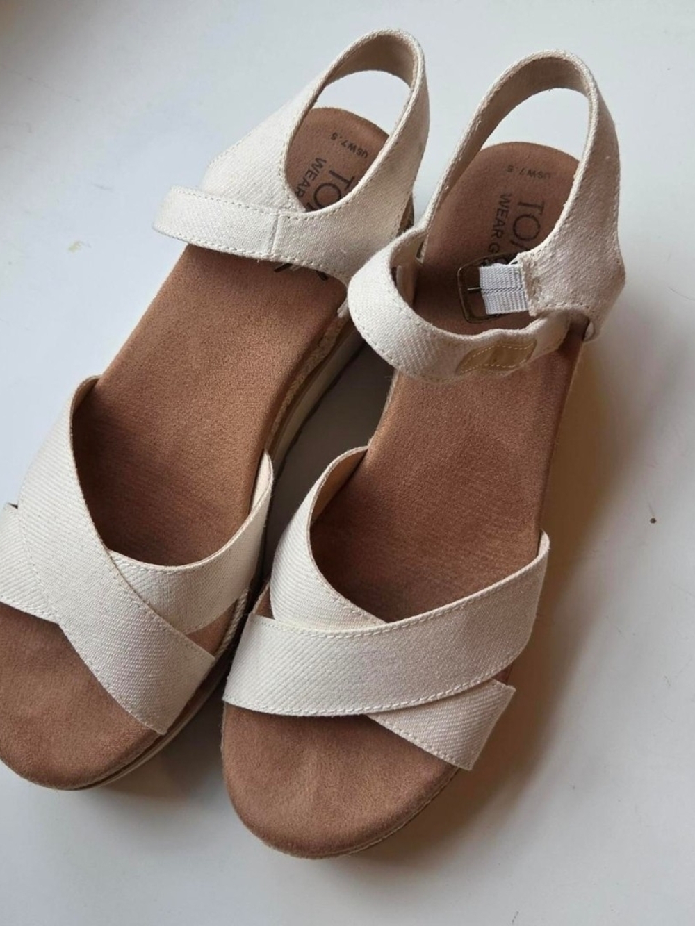 Toms Cream Cross-Strap Women's Sandals